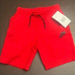 Nike Red Men's Fleece Shorts with Black Drawstring